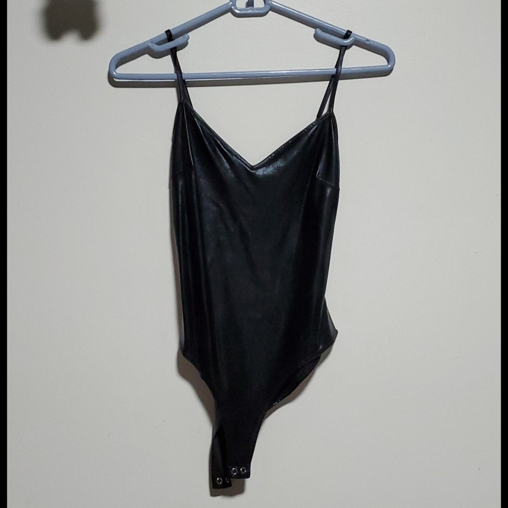 Black leather bodysuit